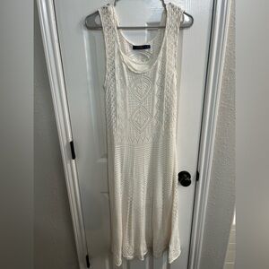 Polo Ralph Lauren white Cotton crochet Knit Pointelle Dress Size XL
